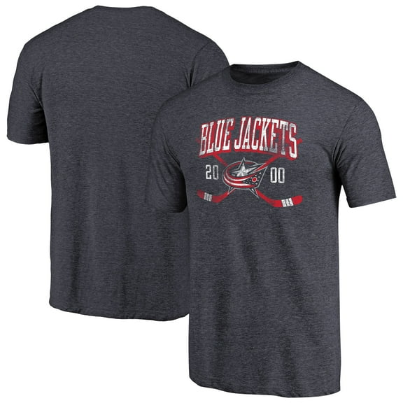 Men's Navy Columbus Blue Jackets Vintage Collection Line Shift Tri-Blend T-Shirt