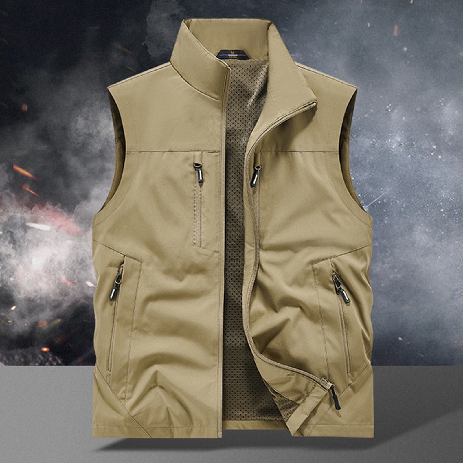 Arnsht Men's Summer Plus Size Lightweight Golf Vest Outerwear with Pockets Softshell Sleeveless Vest for Running Hiking Sports Yellow L