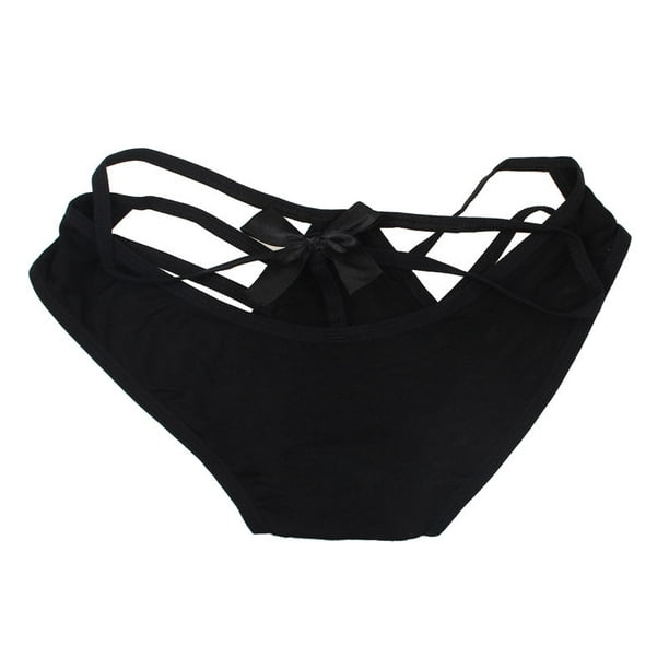Open Back Lingerie Black Panties With Bow Sexy Underwear for Women -   Denmark