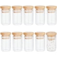 thumbnail image 1 of 10 botellas de vidrio transparente con tapa de rosca de bambú, 20 ml/0,7 oz, minibotellas de vidrio transparente para cosméticos, dulces, té y otros artículos pequeños, 1 of 8