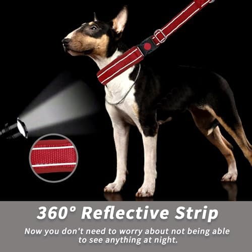 No Pull Martingale Dog Collar for Large Medium Small Dogs, Heavy Duty Nylon Reflective Adjustable Anti Pull Slip Collar with Buckle for Training Walking M Red