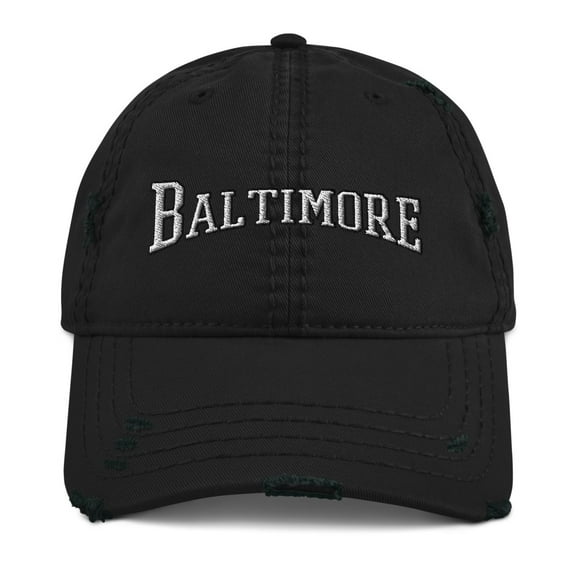 Baltimore Distressed Dad Hat (Black)