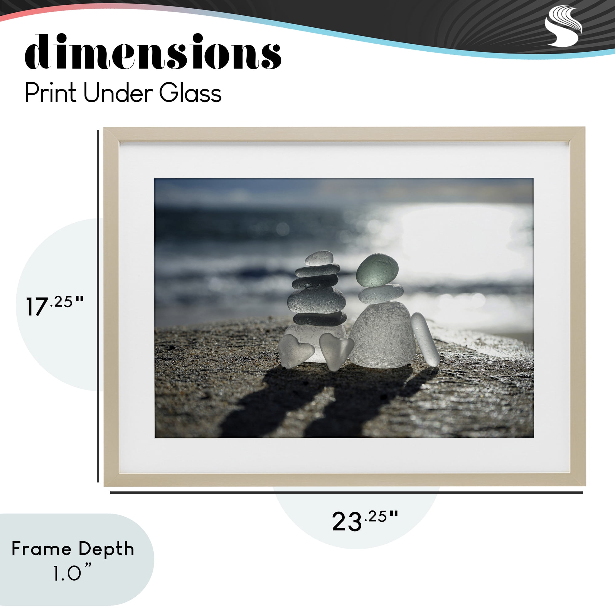 Stupell Industries Zen Sea Glass Hearts Birch Framed Print Under Glass, design by LMarie Allen