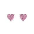 thumbnail image 3 of 1.0 Ct Heart Cut Studs Pink Crystal 18K White Solid Gold Everyday Dainty Earrings Push Back, 3 of 7