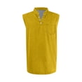thumbnail image 3 of Men's Washed Cotton Tank Top with Henley Neck and Chest Pocket Featuring Vintage Solid Color Design for Summer Casual Gym Workout Running Beach Vacation or Streetwear Style Yellow XXL, 3 of 5