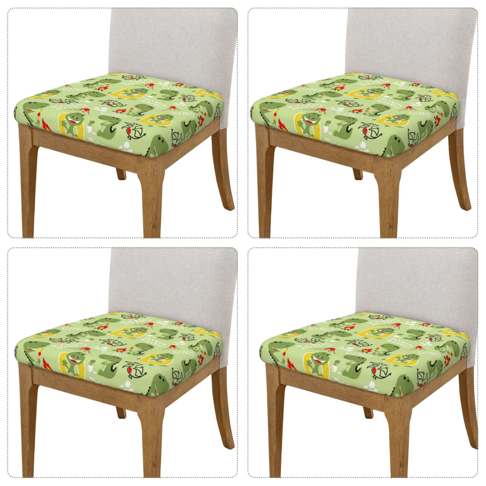 Vsdgher Cute Dinosaurs Cartoon Couch Cushion Covers, Non-Slip Sofa Seat Cushion Slipcovers, Soft Couch Covers（Don't include seat cushion）Four Pieces