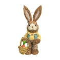 thumbnail image 2 of Estatuilla de conejo tejida de paja de pie, estatua de conejo, escultura de Pascua, accesorios de fotografía, manualidades para jardín, escritorio, Chico Ropa Amarilla perfecl Conejo de Pascua de paja, 2 of 8