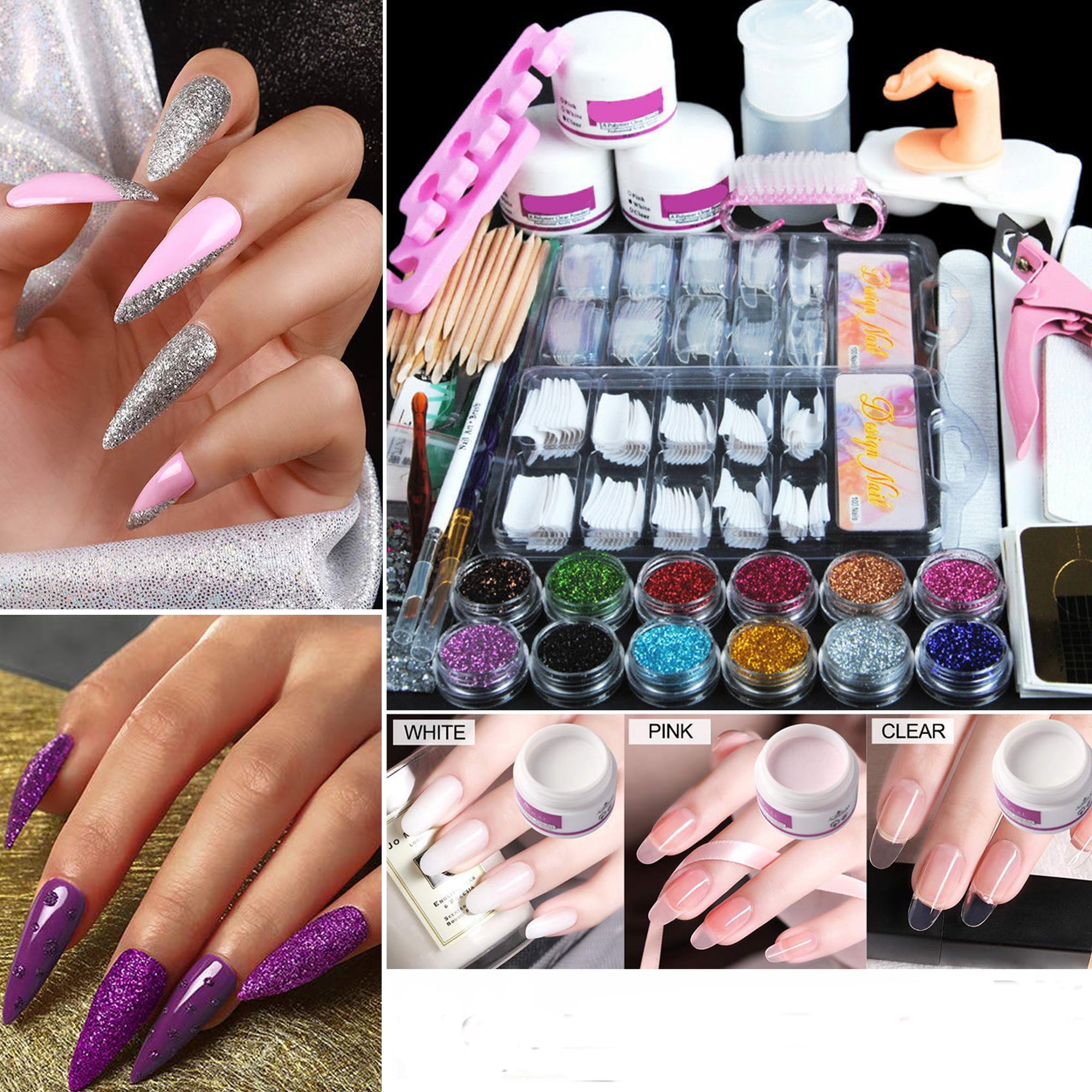 Professional Acrylic Nail Set Professional Nails Kit Acrylic Set With  Everything For Beginners Glitter Acrylic Nail Set Acrylic Nail Supplies Diy  Nail Art Design Salon Quality - Beauty & Health - Temu