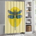 thumbnail image 5 of Retro Dragonfly Shower Curtain, 48" x 72", Inset Yellow Circles Modern Abstract Simple Waterproof Bathroom Curtain Washable Shower Curtain Set with 12 Hooks, 5 of 8