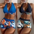 thumbnail image 2 of High Waist-Bikini Set Swimming Costume Floral Leaf Print Bathing Suits Hanging-Neck-Bikini 2Pieces Swimwear Beach-Party brown XL, 2 of 4