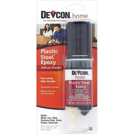 Home 62345 Plastic Steel Epoxy Syringe Waterproof Glue Adhesive S6, 25 ML Syringe; Plastic Steel Epoxy; Steel Filled Heavy Duty Epoxy; High Bond By