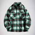 thumbnail image 5 of YFNNUP Men's Sherpa Lined Flannel Shirt Jacket Long Sleeve Plaid Outwear Casual Button Down Shirts with Pockets Outdoor Lapel Outerwear Green M, 5 of 5