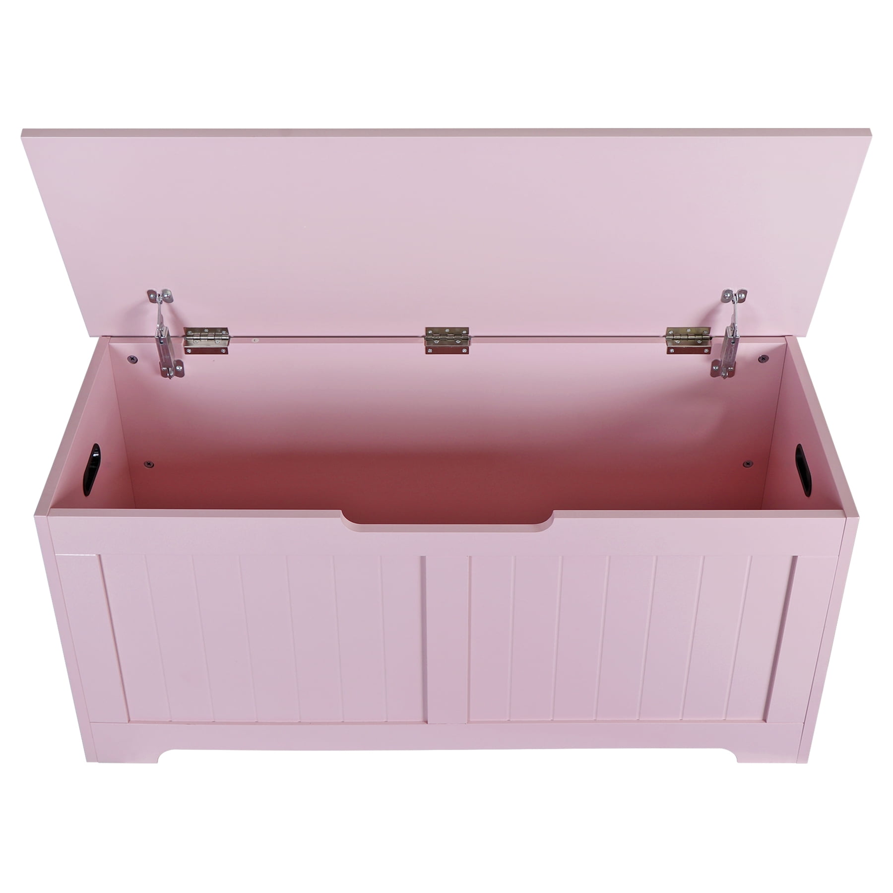 ZenSports 39''L Wooden Storage Chest Bench Box W/Safety Hinged Lid for Entryway, Bedroom Pink
