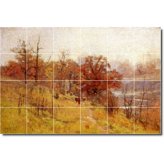Ceramic Tile Mural-Theodore Steele Landscapes Painting 418. 25.5" w x 17" h using (24) 4.25 x 4.25 ceramic tiles