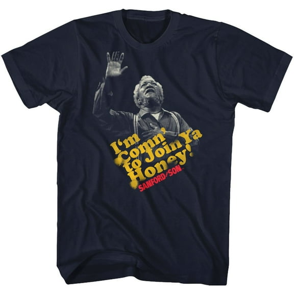 Redd Foxx Comn To Ya Honey Navy Adult T-Shirt Xlt