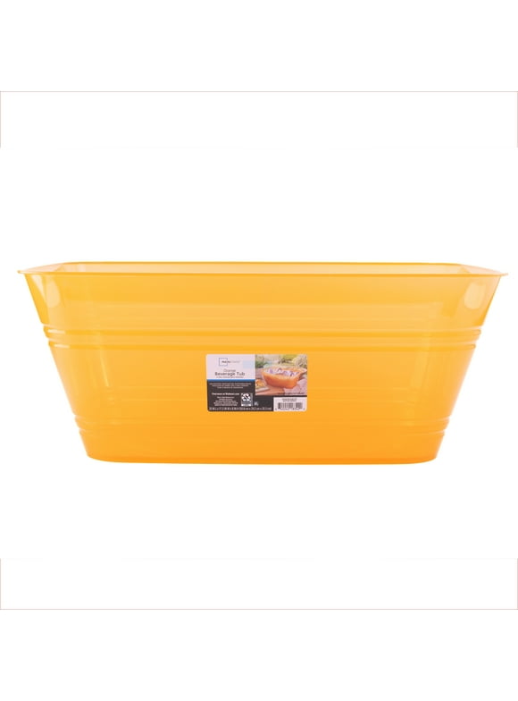 Mainstays - Orange Plastic Rectangular Beverage Tub - 20"