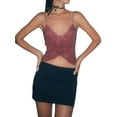 thumbnail image 2 of Women's Y2K Spaghetti Strap Crop Top Ruffle Mesh Sheer Sexy Backless Sleeveless Camis Going Out Tank Top, 2 of 6