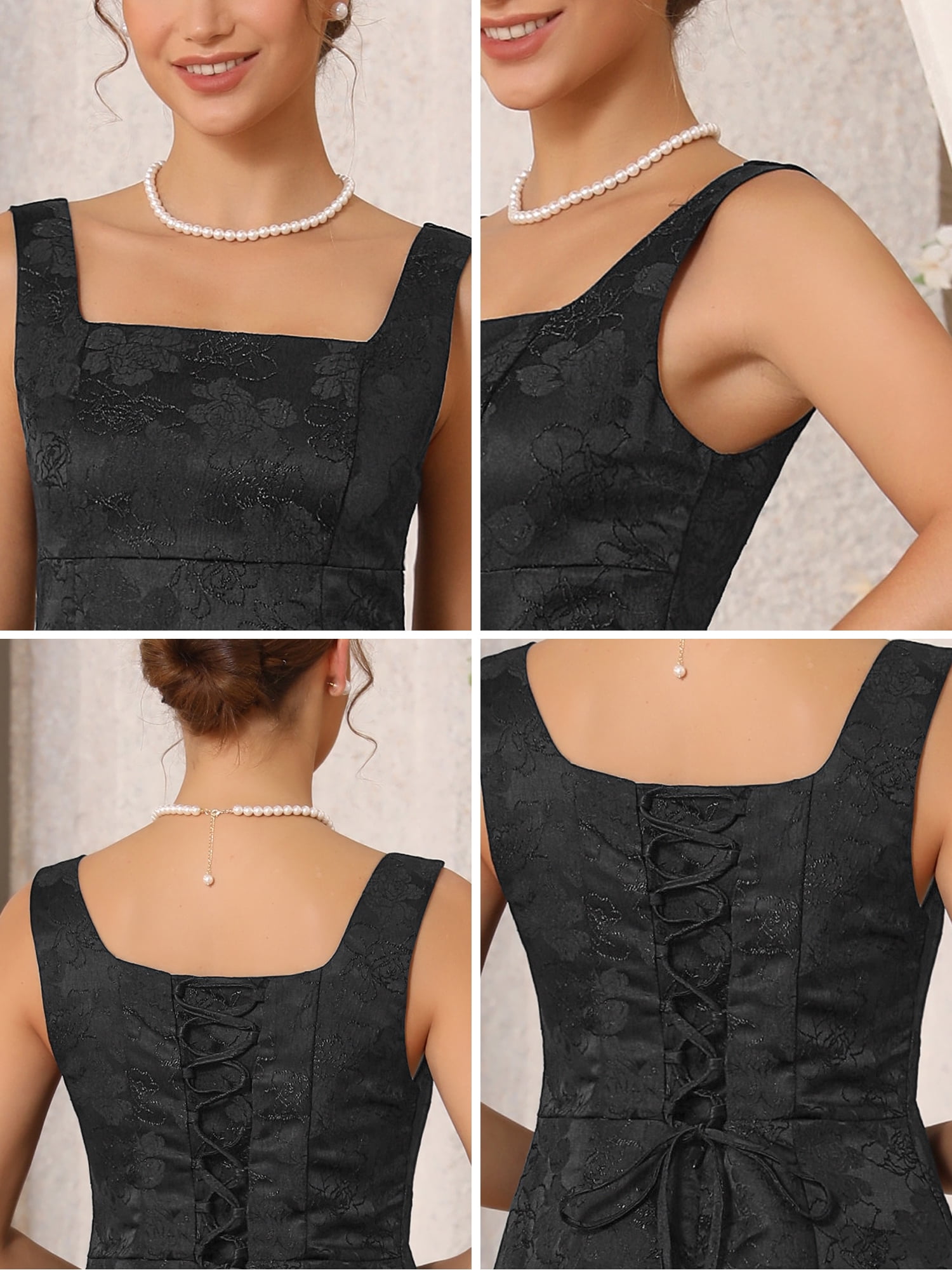DARING DIVA Women's Mini Dress with Jacquard Embroidery for Special Occasions 2XL Black