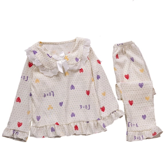 RMGVDSD Toddler Girl Clothes Set Girls Pajamas 2 Piece Long Sleeve Pants Sets Soft Cartoon Print Loungewear Sleepwear Outfit For Kids 4-5 Years