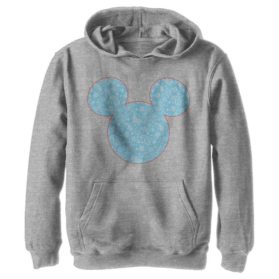 Boy's Mickey & Friends Mickey and Friends Paisley Silhouette  Pull Over Hoodie Athletic Heather X Large