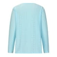 thumbnail image 5 of TKLPEHG Womens Long Sleeve Tops Button V Neck Eyelet Tunic Tops Lightweight Casual Classic Solid Color Fashion Loose Blouse (Blue,L), 5 of 6