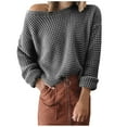 thumbnail image 1 of TIMIFIS Chandails d'Automne pour Femmes Tendance Manches Longues Col Rond Surdimensionné Couleur Unie Tricot Décontracté Ample Chaud Hiver Pull d'Automne - Automne/hiver, 1 of 5