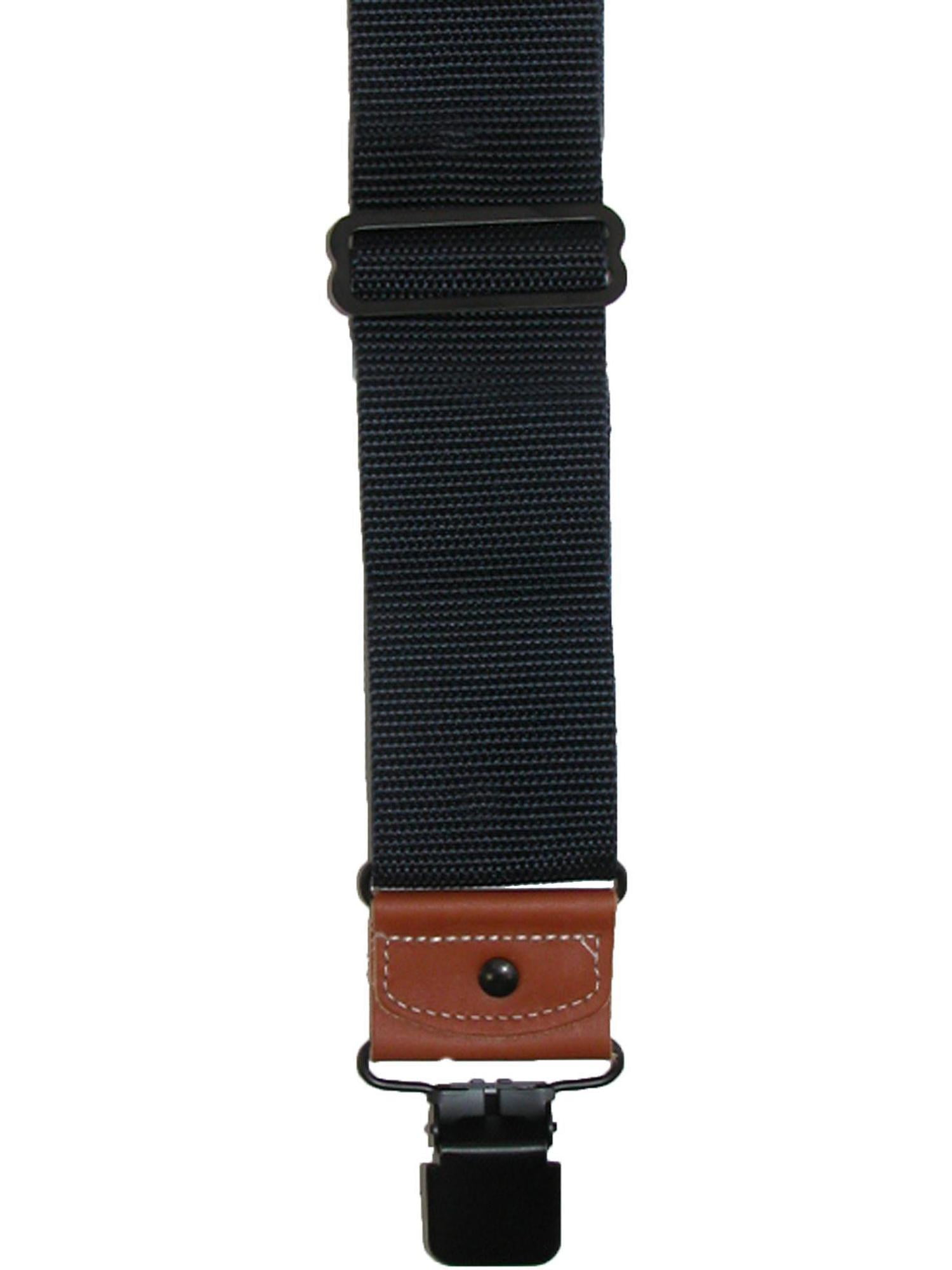 Heavy Duty Suspender Clips Men Pants Black Coffee Vintage PU Leather 6  Strap Clip 1.8*