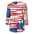 thumbnail image 5 of Hauts pour Femmes Mode T-shirt Imprimé Fête de l'Indépendance Manches 3/4 Blouse Col Rond Hauts Décontractés Hauts de Sortie pour Femmes Été en Liquidation, 5 of 5