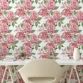 thumbnail image 2 of Ambesonne Pink Roses Peel & Stick Wallpaper for Home, Romantic English Garden, 13"x100", Coral Pistachio Green, 2 of 5