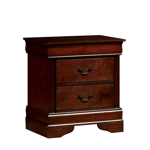 Furniture of America Brodus Solid Wood 2Drawer Nightstand in Cherry