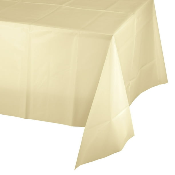 Ivory Plastic Tablecloths, 3 Count