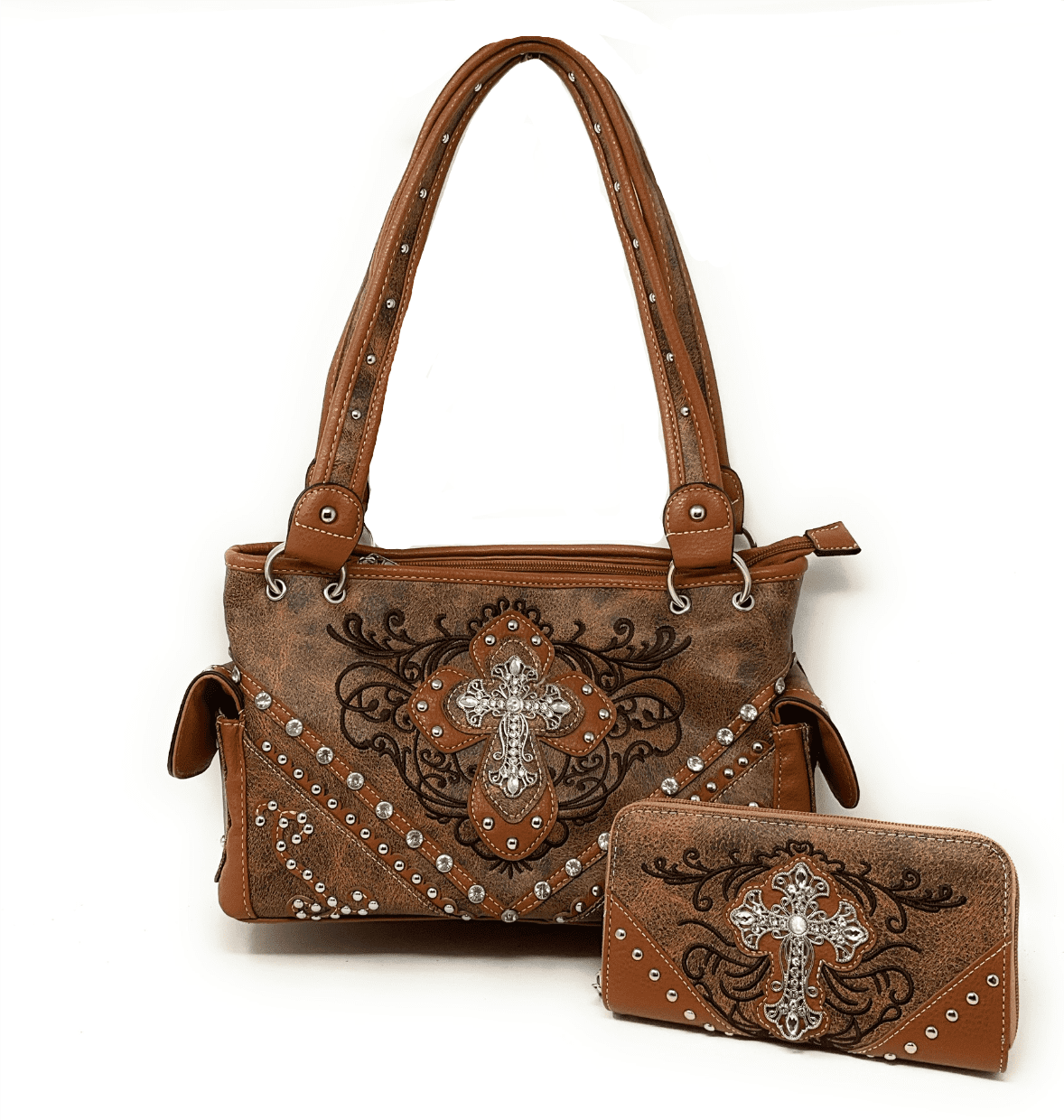 Purple Western Concealed Carry Purse And Wallet Set With Skull Embroidery -  $39.95 : Purse Obsession | Best Wholesale Handbags at the Cheapest Prices