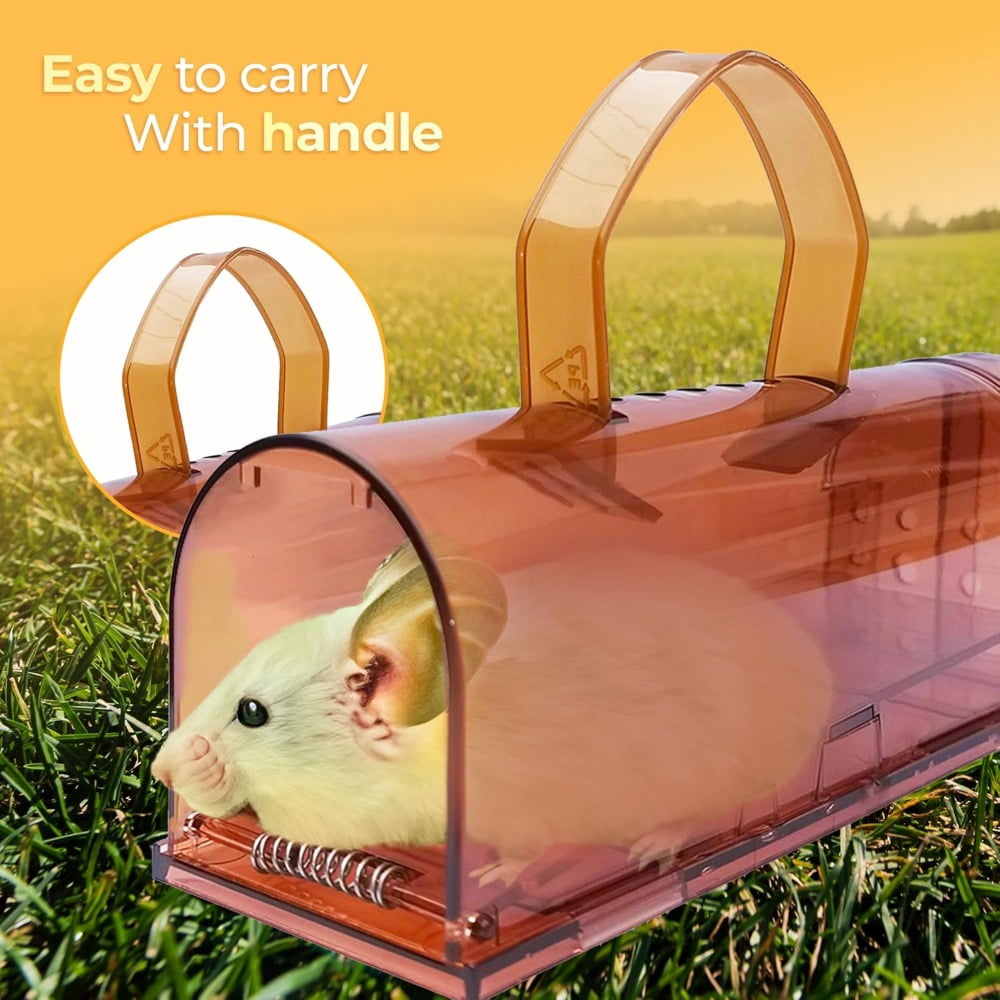 Large Humane Mouse Trap Indoor/Outdoor No See Kill 2 Pack - Mice Mouse Catcher for Home - Pet Safe Mousetrap Catch and Release - Green