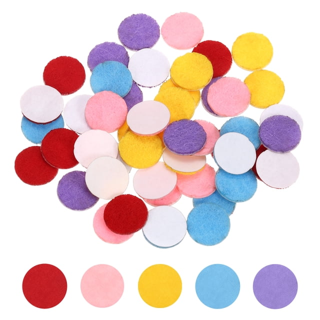 100 Pcs Círculos de Fieltro Adhesivos, Almohadillas Redondas de Fieltro No Tejido de 1/2", Rojo, Rosa, Amarillo, Azul Cielo, Púrpura
