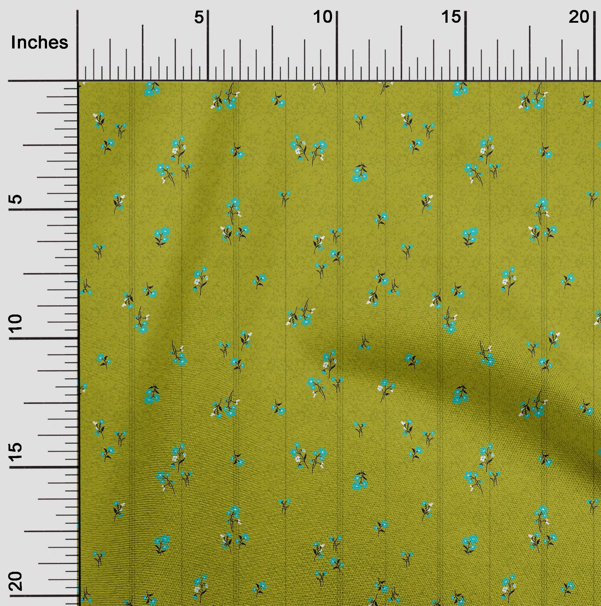 oneOone Cotton Jersey Lime Green Fabric Stripe & Floral Artistic Sewing ...