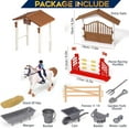 thumbnail image 2 of Style-Carry Horse Stable Figurine Playset Horse Toys with Rider Hurdle Figures Fence Kids Pretend Play Horse Racing Toys Set for 3 4 5 6 Year Old Boy Girl, 2 of 5