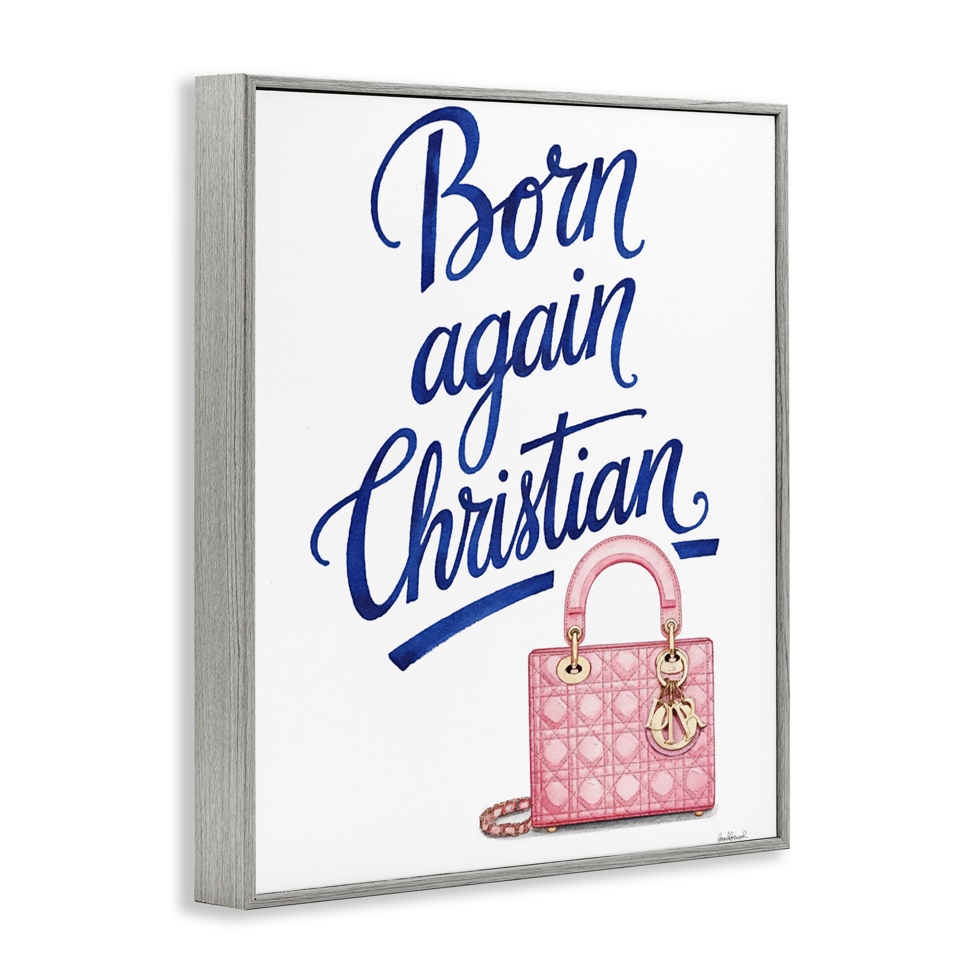 Glam Born Again Christian Gray Framed Giclee Art, design by Amanda Greenwood