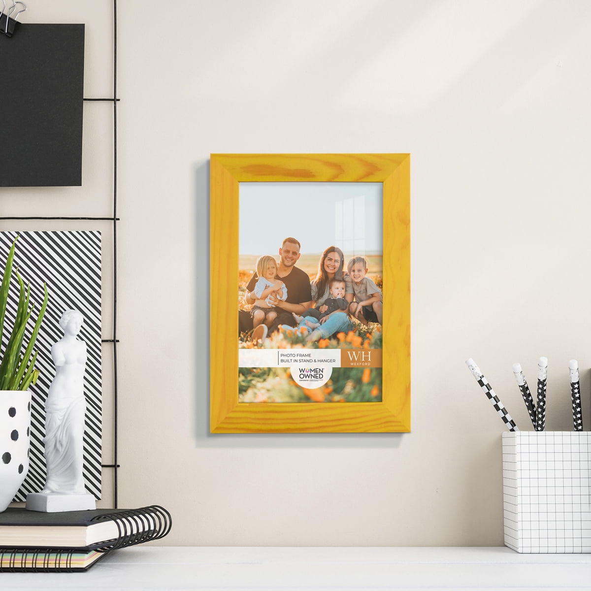 Woodgrain 5 in. x 7 in. Sunflower Yellow Picture Frame