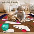thumbnail image 4 of ODIKA 5'x7' Brown Modern Abstract Geometric Washable Area Rug Contemporary Mid Century Artistic Motifs With Curved Non-Slip, Chair-Friendly for Dining Room, Under Table, Home Office, 4 of 7
