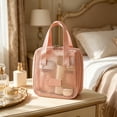 thumbnail image 7 of Tdxkok Portable Large Capacity Mesh Makeup Bag Travel Toiletry Storage Organizer Pouch Pink, 7 of 7