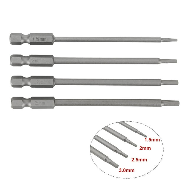 MYG 4pcs 1/4 Hex Shank Magnetic Head Screw Driver Screwdriver Bit 1.5/2.0/2.5/3.0mm