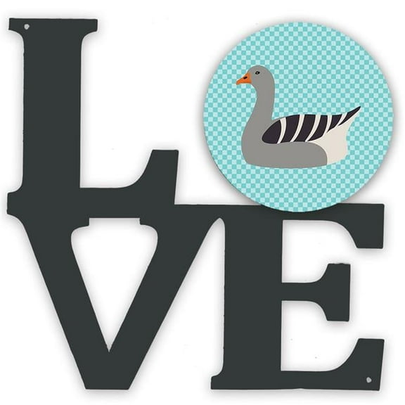11.5 x 11.75 in. Pilgrim Goose Blue Check Metal Artwork Love Wall Decor