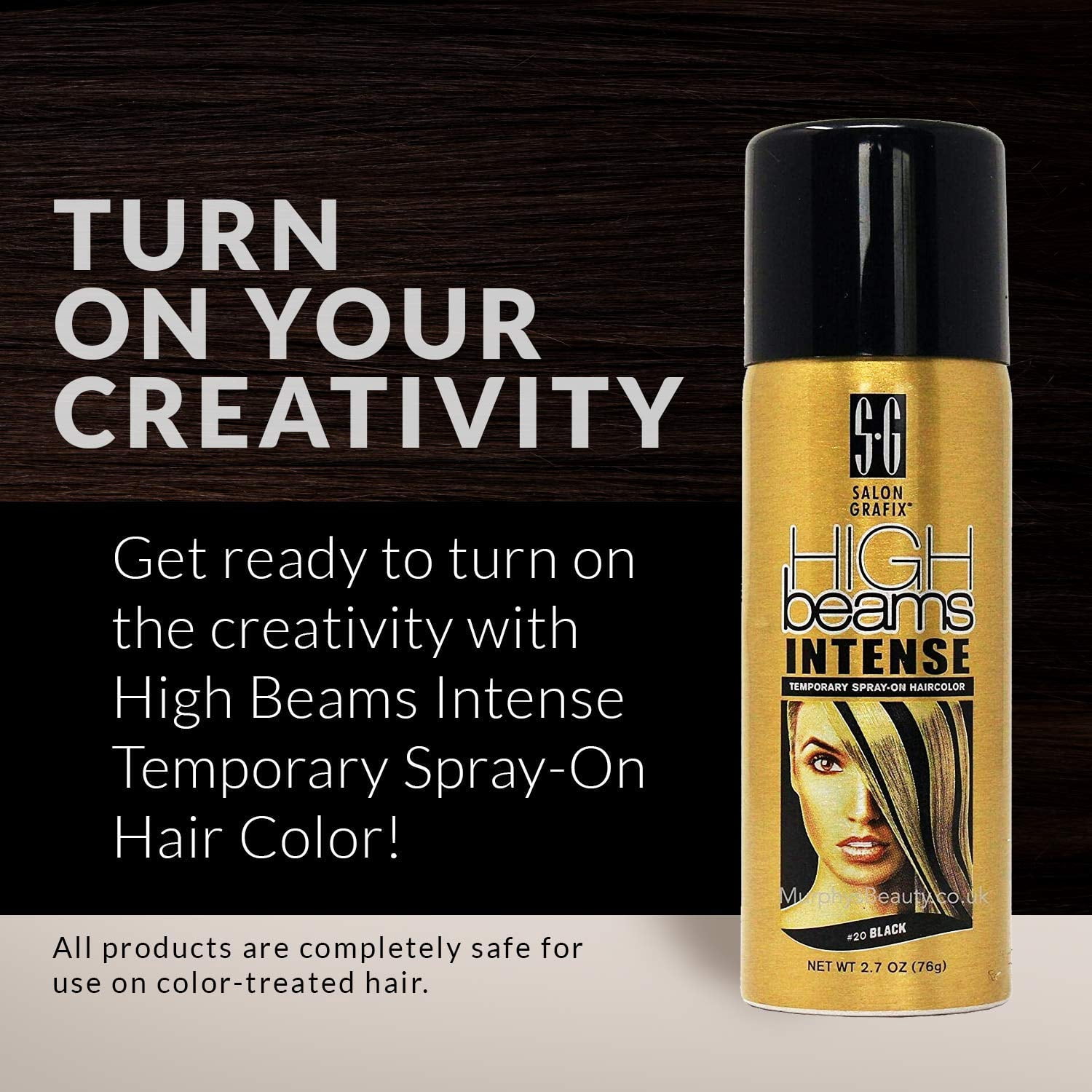 [3 PACK] High Beams Intense Temporary Spray On Hair Color [#20 BLACK] 2.7 oz