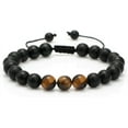 thumbnail image 2 of Men's Bracelet, Adjustable 8mm Men's Tiger Eye Black Matte Onyx Beads Bracelet for Boyfriend Husband Grandson, 2 of 6