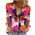 thumbnail image 1 of CEHVOM Chemise Décontractée à Manches Longues Col en V Imprimé Floral pour Femmes, 1 of 8