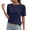 Navy, variant on Short Sleeve Tops for Women Short Sleeve Tops for Women Hollow Lace Ruffle Collar Puff Short Sleeve Casual Blouse White S