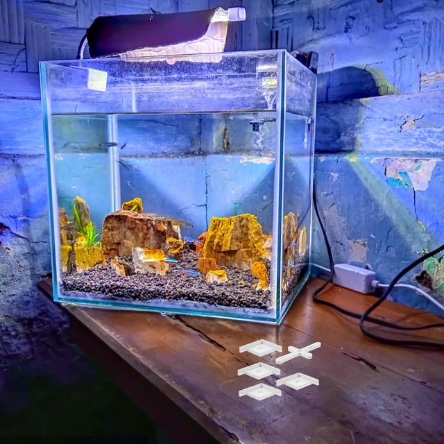 OULII 1 Ensemble d'Accessoires d'Aquarium en Plastique à Support Stable Base de Fond d'Aquarium Compacte Blanc