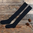 thumbnail image 2 of 1 pair knitted women's stockings Female striped long socks thigh high stockings female warm over knee socks women stocking dark blue, 2 of 4