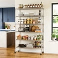 thumbnail image 2 of FDW Étagère Grillagée Robuste à 6 Niveaux, Roulettes, Étagère de Rangement en Métal Ajustable pour Garage, Capacité de 2100 Lb, Chrome, 2 of 7