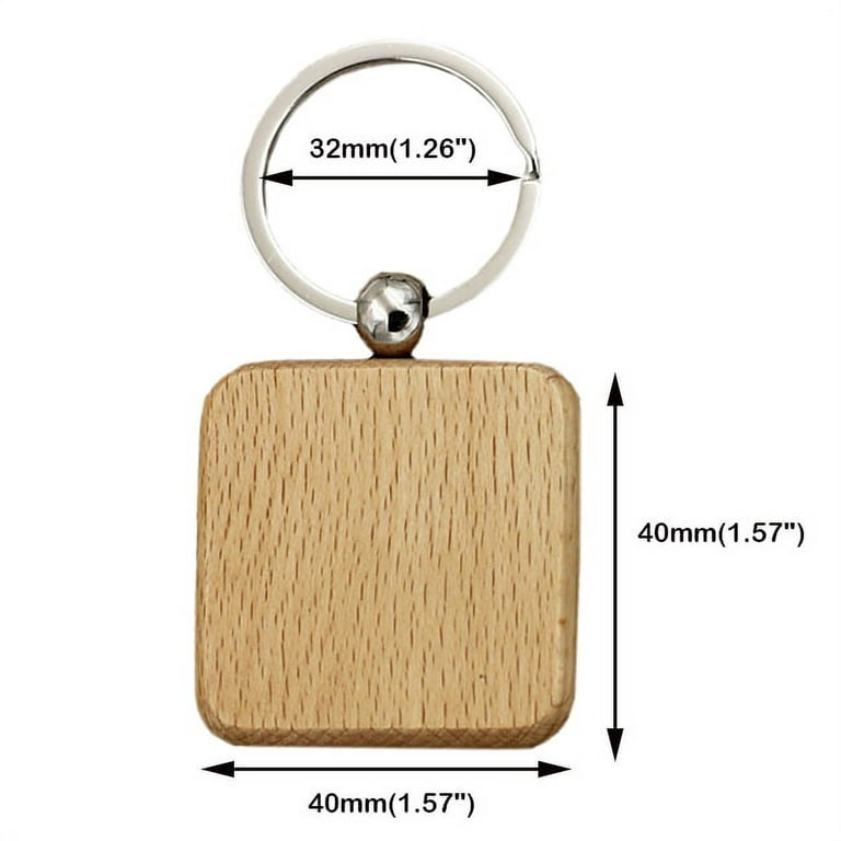 50 Pcs Wooden Key Tags 2.161.22inch, Rectangular Wooden Key Chain Blanks,  Wood Keychain Supplies for DIY Craft 